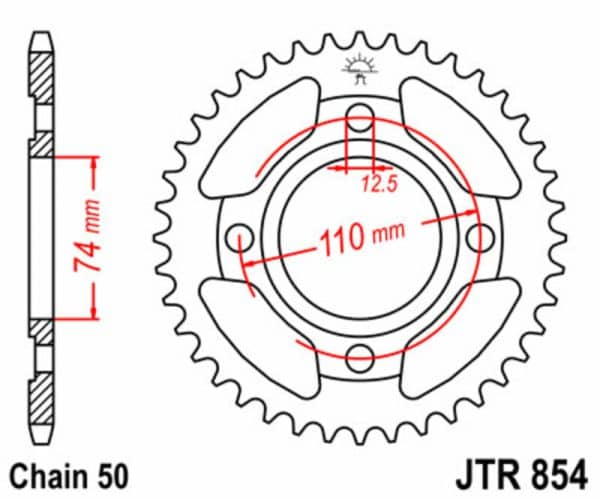 JT SPROCKETS Stål Standard Bakdrev 854 - 530