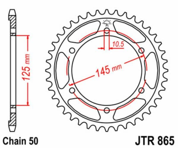 JT SPROCKETS Stål Standard Bakdrev 865 - 530