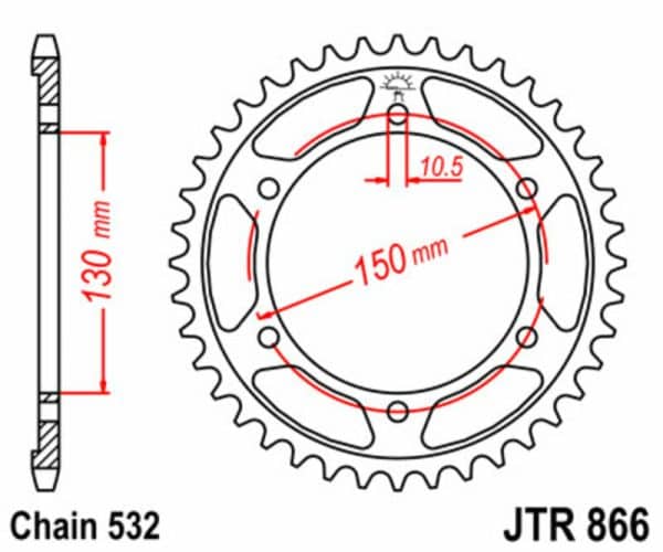 JT SPROCKETS Stål Standard Bakdrev 866 - 532