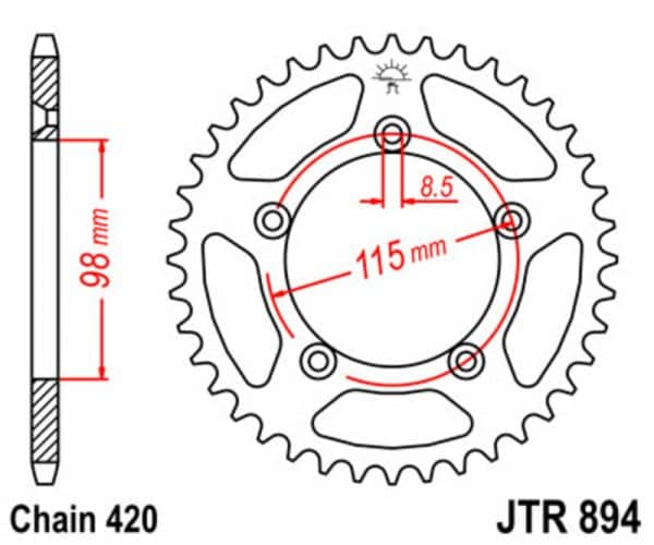 JT SPROCKETS Stål Standard Bakdrev 894 - 420