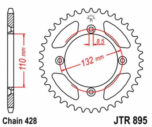 JT SPROCKETS Stål Standard Bakdrev 895 - 428