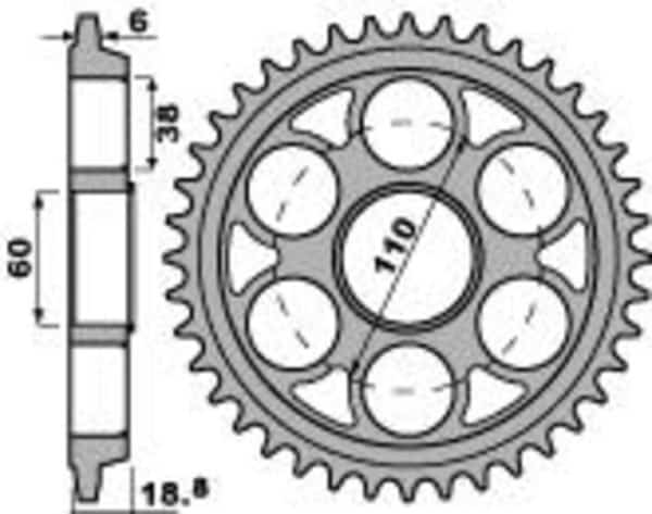 PBR Aluminium Ultralätt Hårdanodiserad Bakdrev 4523 - 520