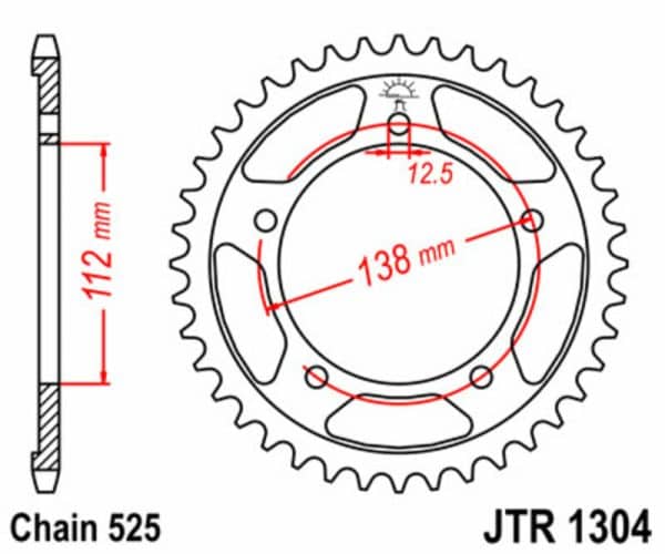 JT SPROCKETS Stål Standard Bakdrev 1304 - 525