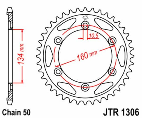 JT SPROCKETS Stål Standard Bakdrev 1306 - 530