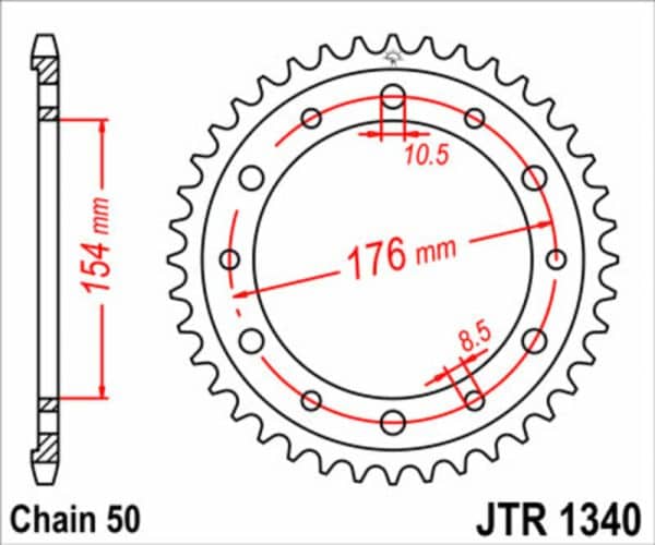 JT SPROCKETS Stål Standard Bakdrev 1340 - 530