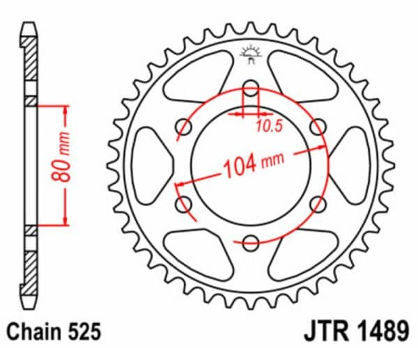 JT SPROCKETS Stål Standard Bakdrev 1489 - 525
