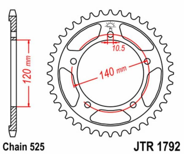 JT SPROCKETS Stål Standard Bakdrev 1792 - 525