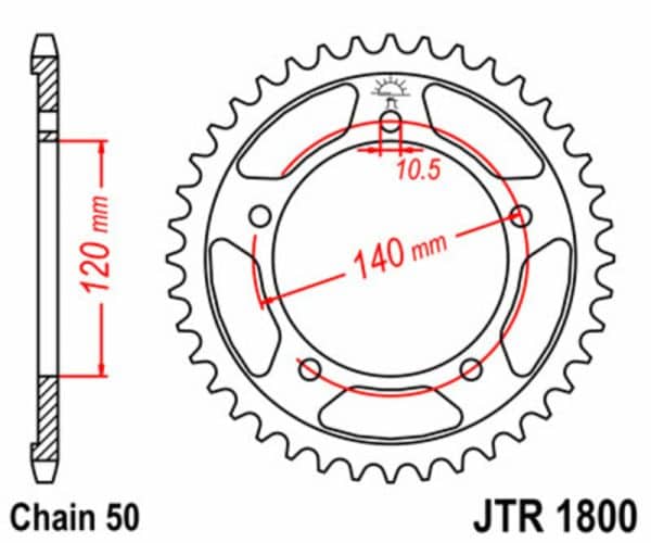 JT SPROCKETS Stål Standard Bakdrev 1800 - 530