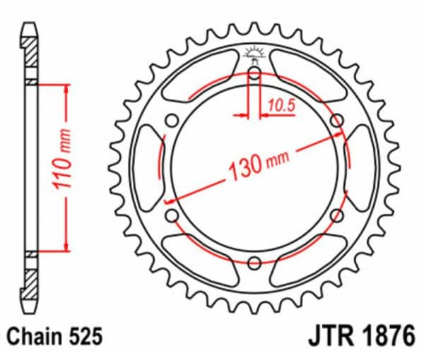 JT SPROCKETS Stål Standard Bakdrev 1876 - 525