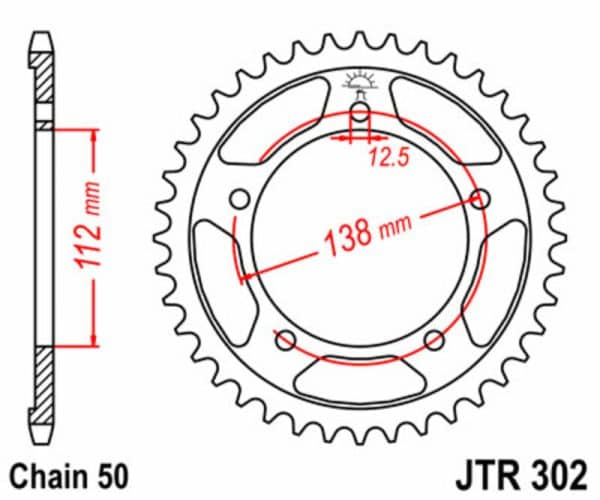 JT SPROCKETS Stål Standard Bakdrev 302 - 530