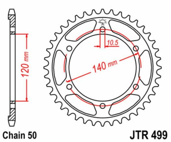 JT SPROCKETS Stål Standard Bakdrev 499 - 530