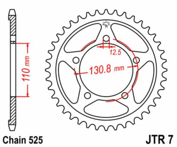 JT SPROCKETS Stål Standard Bakdrev 7 - 525