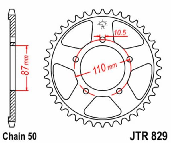 JT SPROCKETS Stål Standard Bakdrev 829 - 530