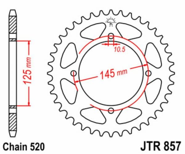 JT SPROCKETS Stål Standard Bakdrev 857 - 520