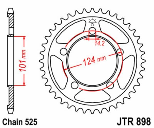 JT SPROCKETS Stål Standard Bakdrev 898 - 525