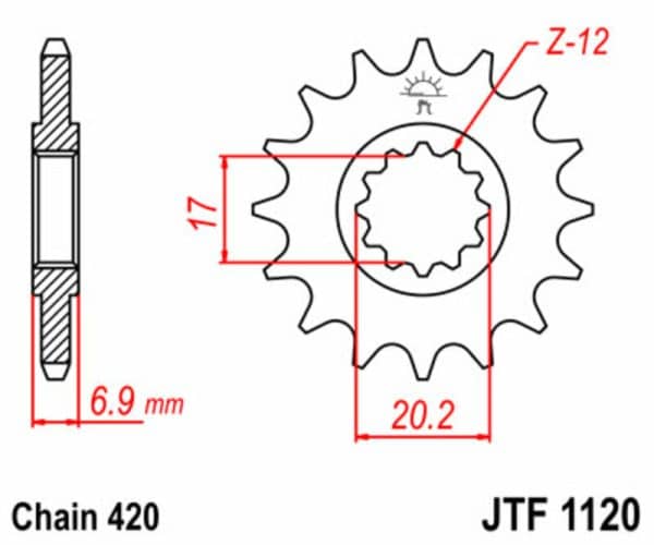 JT SPROCKETS Stål Standard Framdrev 1120 - 420