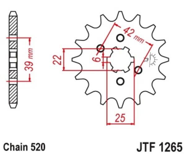 JT SPROCKETS Stål Standard Framdrev 1265 - 520