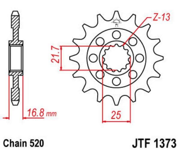 JT SPROCKETS Stål Standard Framdrev 1373 - 520