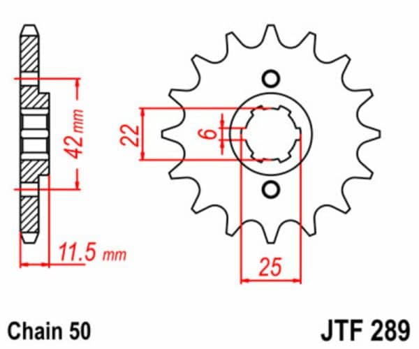 JT SPROCKETS Stål Standard Framdrev 289 - 530