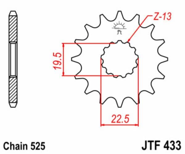 JT SPROCKETS Stål Standard Framdrev 433 - 520