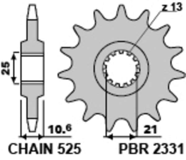 PBR Stål Standard Framdrev 2331 - 525
