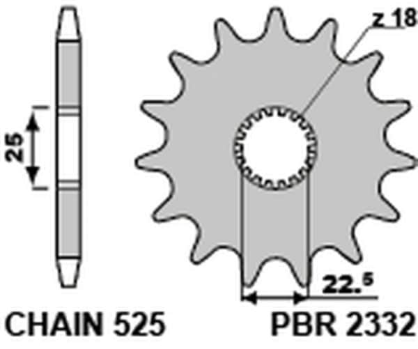 PBR Stål Standard Framdrev 2332 - 525