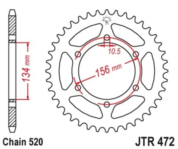 JT SPROCKETS Stål Standard Bakdrev 472 - 520