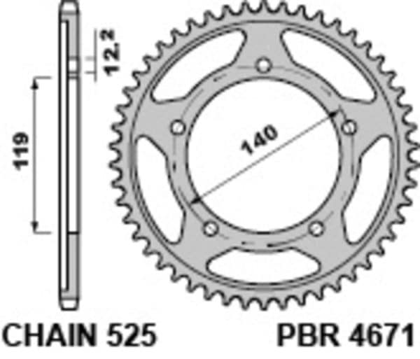 PBR Stål Standard Bakdrev 4671- 525