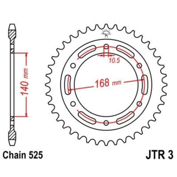 JT SPROCKETS Zinc Standard Bakdrev 3 - 525