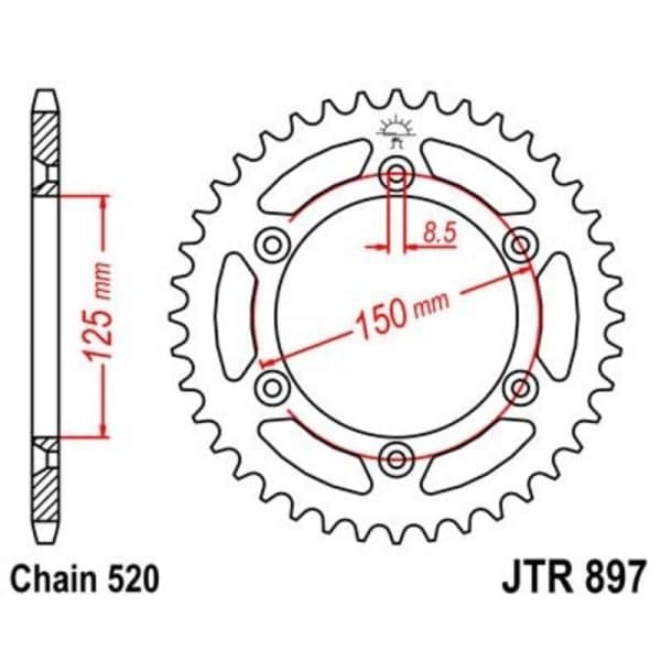 JT SPROCKETS Zinc Standard Bakdrev 897 - 520