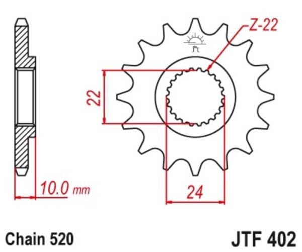 JT SPROCKETS Framdrev 16 Kuggar Stål Standard 520 Pitch Type 402 BMW F 650 GS
